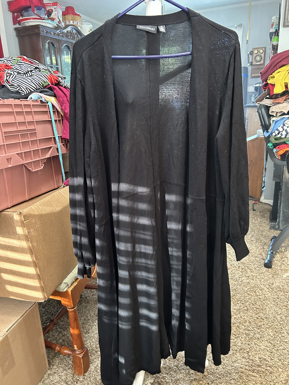 Nina Leonard Black Rayon Blend Long Sweater Dress Size 2X